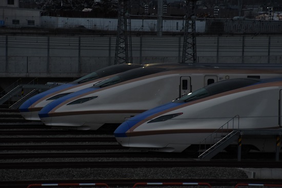2021年3月7日撮影　長野新幹線車両センター　E7系の並び　1