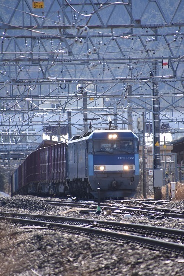 2021年2月6日撮影　東線貨物2083ﾚ　EH200-22号機　塩尻駅3番線通過
