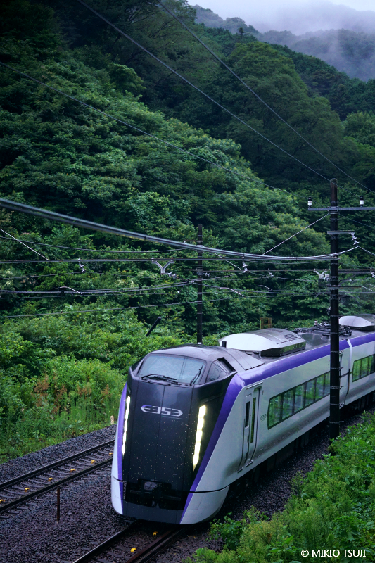 1絶景探しの旅 - 絶景写真No.780 雨の山間を抜けるE353系 （東京都 八王子市）